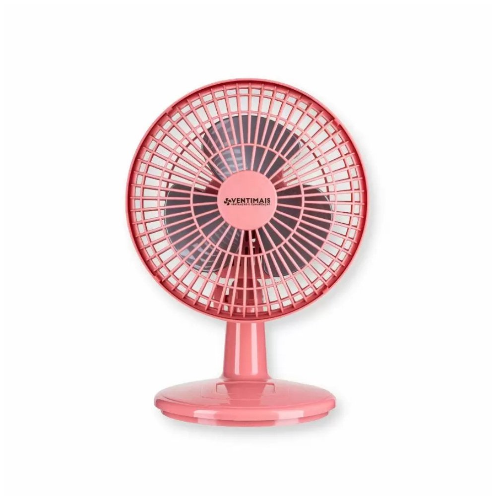 Ventilador Mini 20cm Ventimais Turbo Rosa e Prata 220V