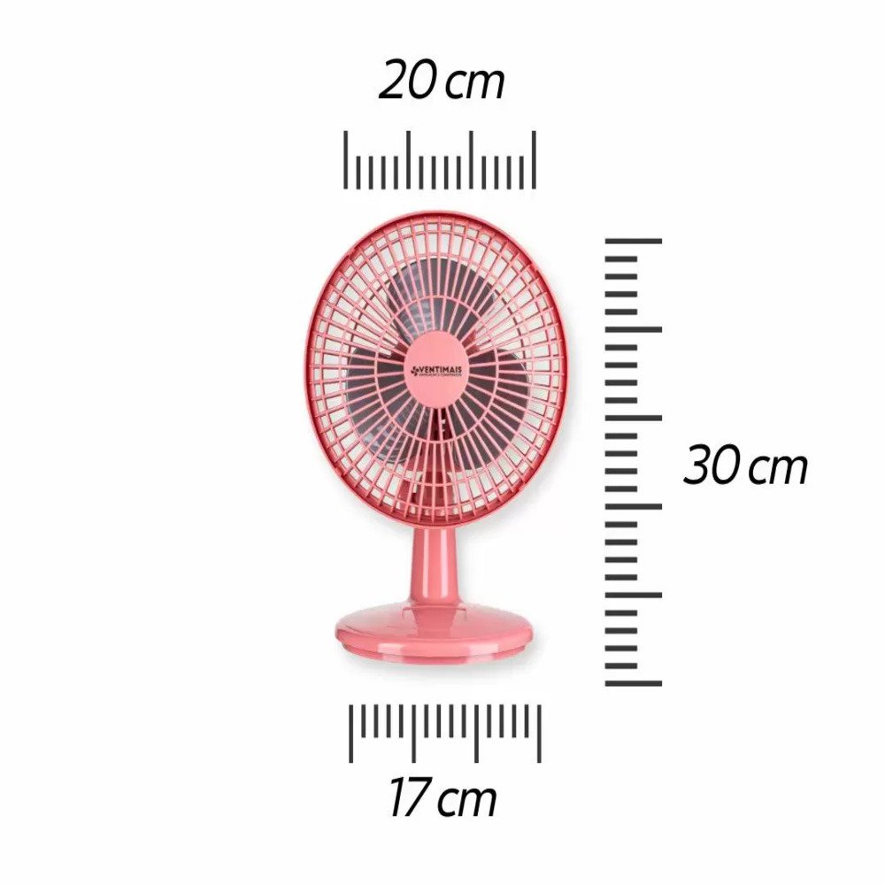 Ventilador Mini 20cm Ventimais Turbo Rosa e Prata 220V