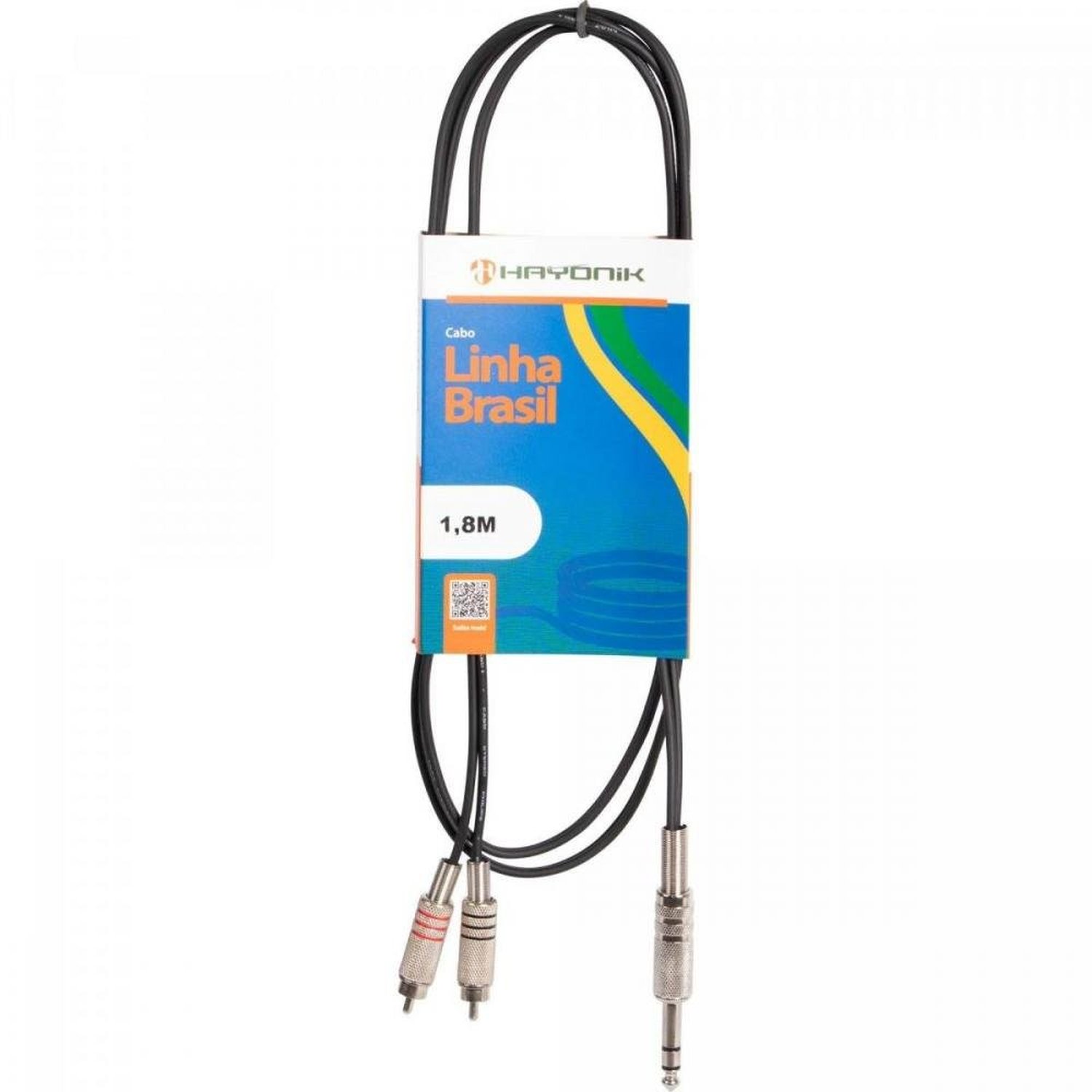Cabo de Áudio Linha Brasil P10 Estereo X 2 RCA 1,8m Preto HAYONIK Un.Venda: PC/1