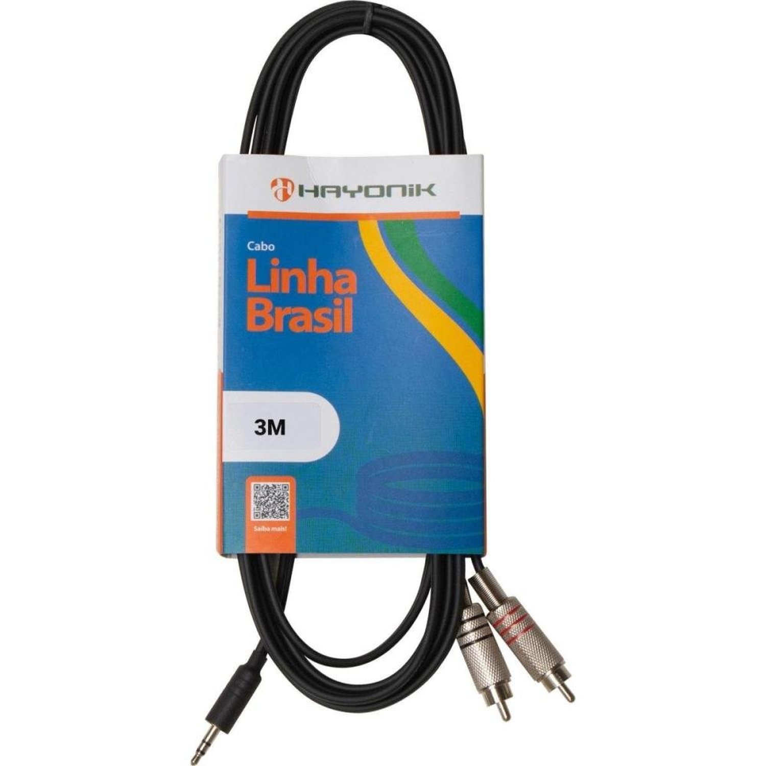 Cabo de Áudio Linha Brasil P2 Estereo X 2 RCA 3m Preto HAYONIK Un.Venda: PC/1