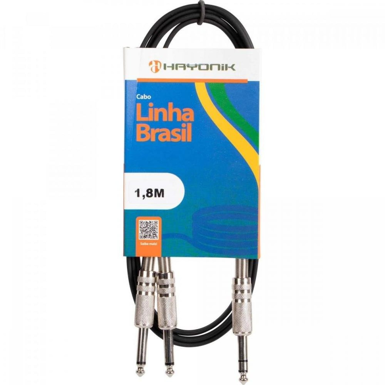 Cabo de Áudio Linha Brasil P10 Estereo X 2 P10 Mono 1,8m Preto HAYONIK Un.Venda: PC/1