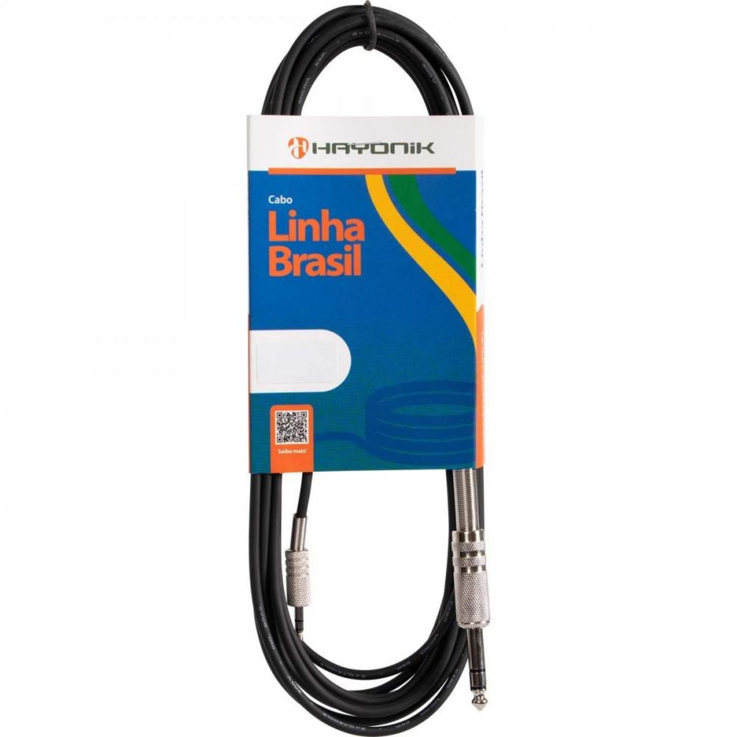 Cabo de Áudio Linha Brasil P2 Estereo X P10 Estereo 1,2m Preto HAYONIK Un.Venda: PC/1