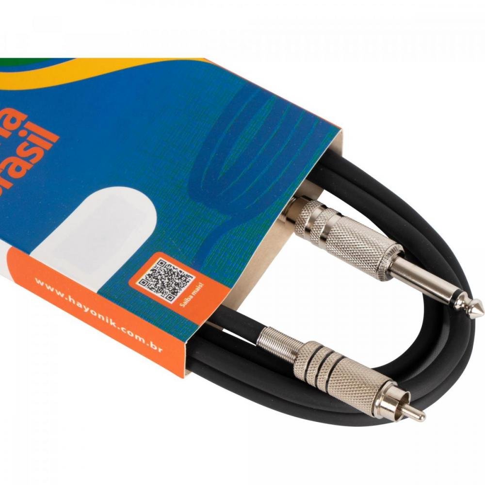 Cabo de Áudio Linha Brasil P10 Mono X 1 RCA 1,8m Preto HAYONIK Un.Venda: PC/1