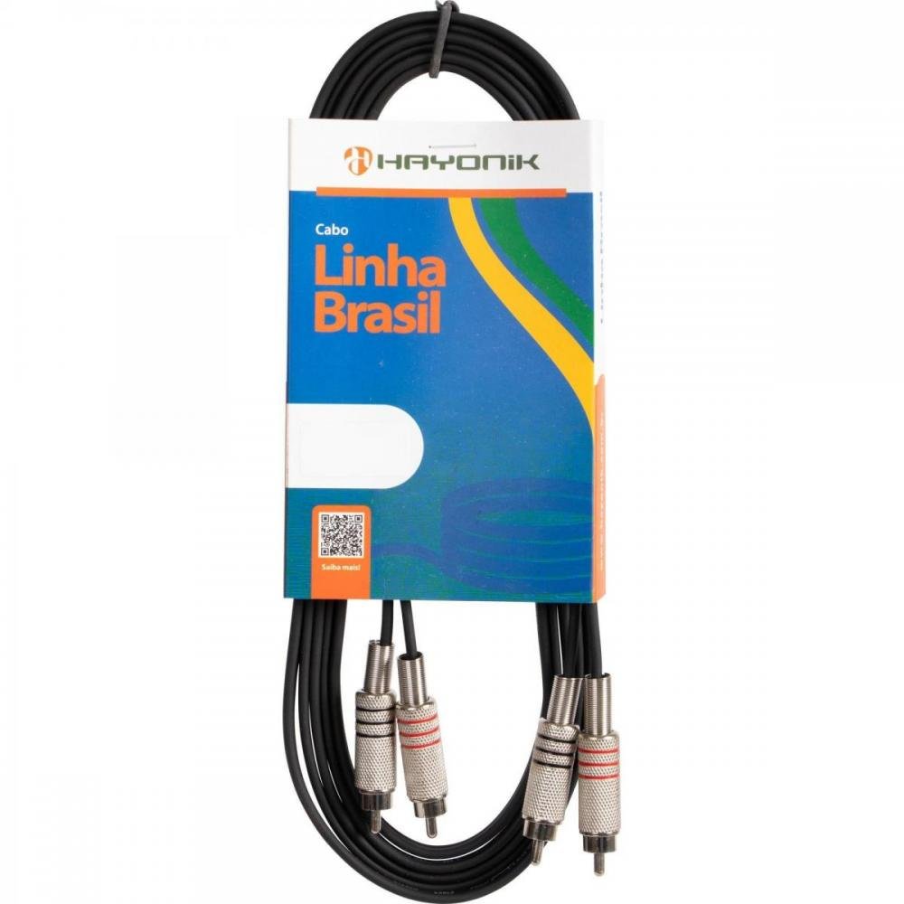 Cabo de Áudio Linha BRASIL 2RCA2 5M Preto HAYONIK Un.Venda: PC/1