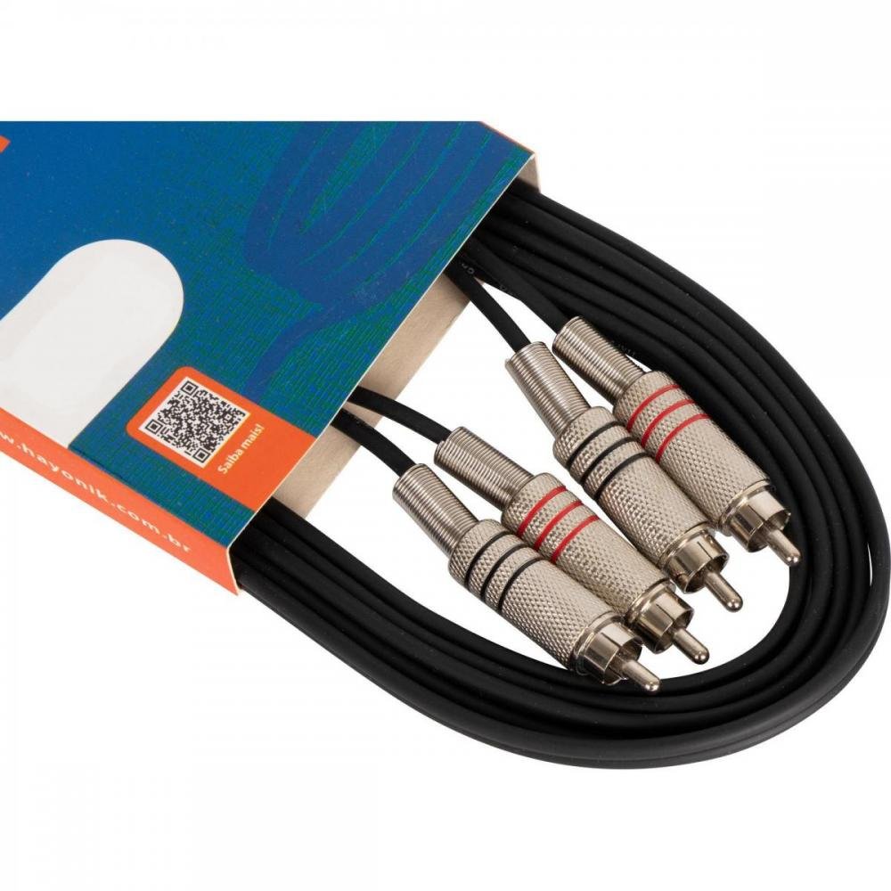 Cabo de Áudio Linha BRASIL 2RCA2 5M Preto HAYONIK Un.Venda: PC/1