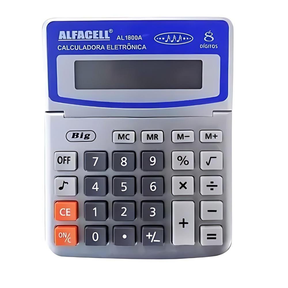 Calculadora De Mesa Alfacell 11,5 Cm 8 Dig A Bateria Al1800a