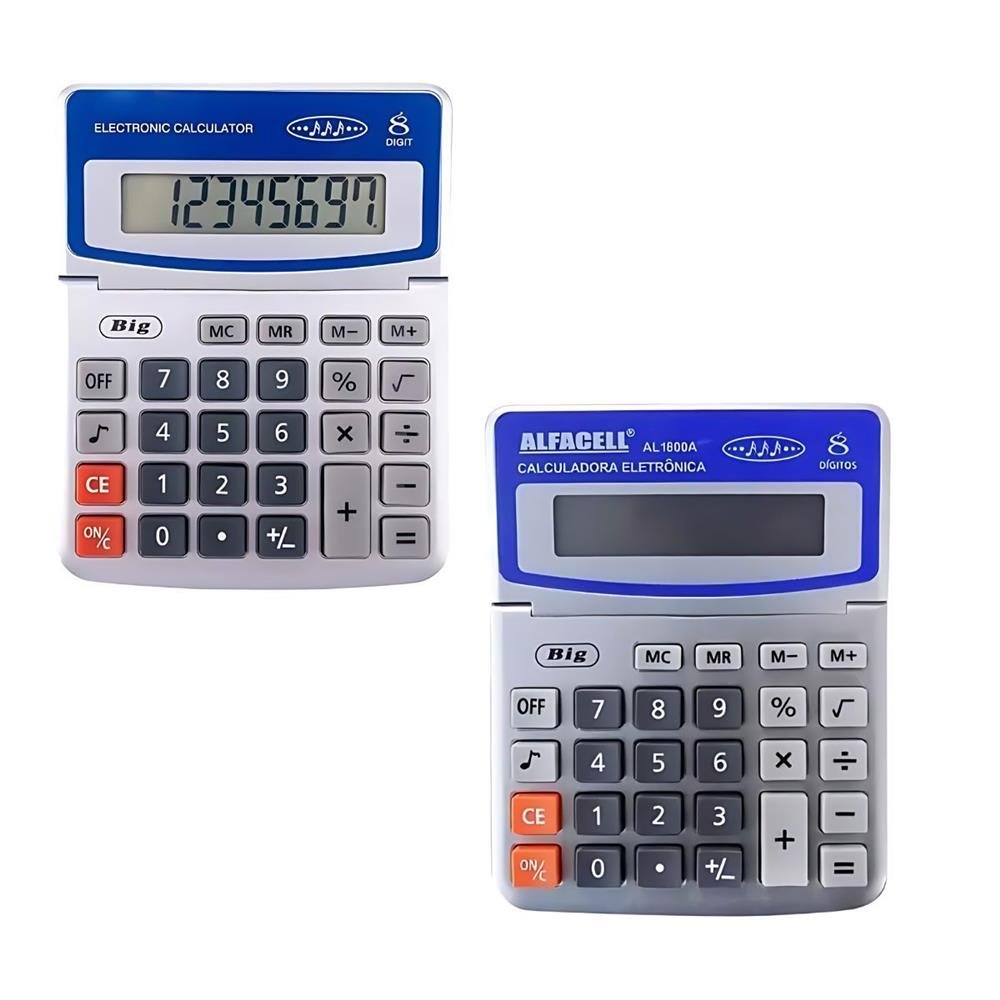 Calculadora De Mesa Alfacell 11,5 Cm 8 Dig A Bateria Al1800a