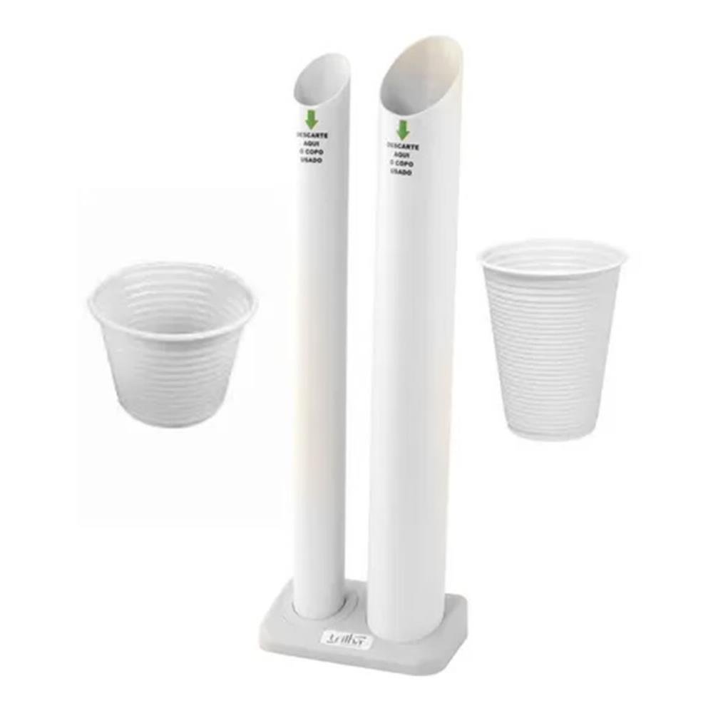 Lixeira Para Copo Descartavel Trilha Cafe/Agua Branco