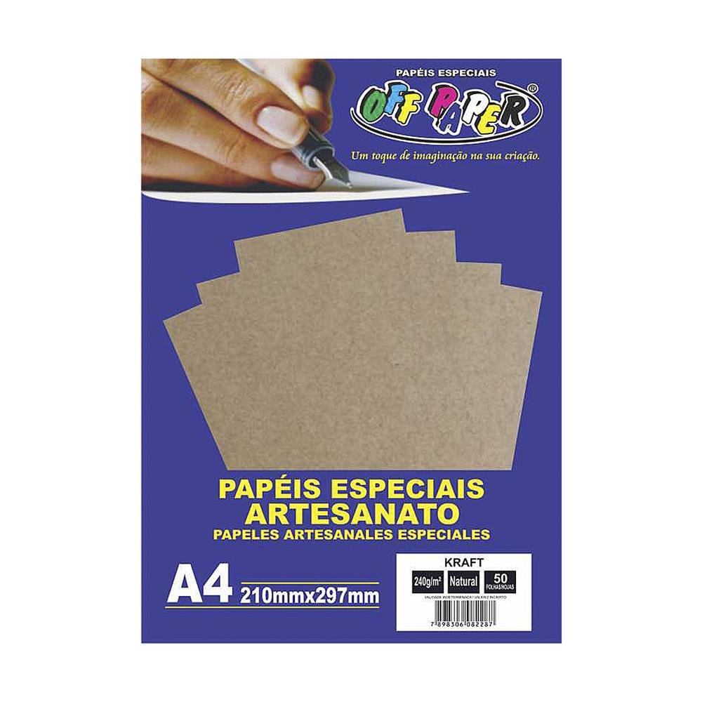 Papel Off Paper Kraft Natural 240G 50 Folhas