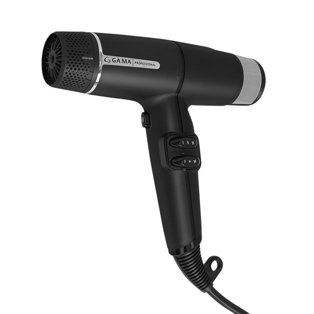 Secador Gama IQ Lite Black - 1400W, 2 Velocidades, 3 Temperaturas, Preto, 110V
