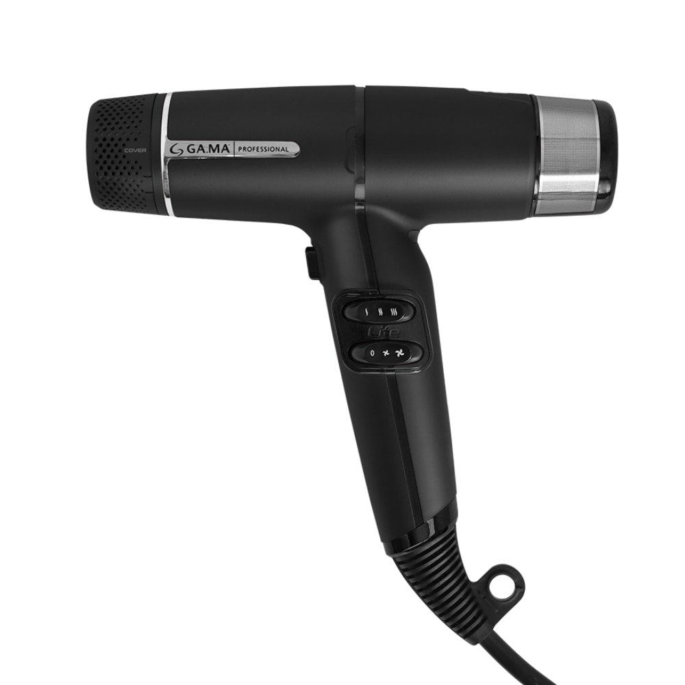 Secador Gama IQ Lite Black - 1400W, 2 Velocidades, 3 Temperaturas, Preto, 220V