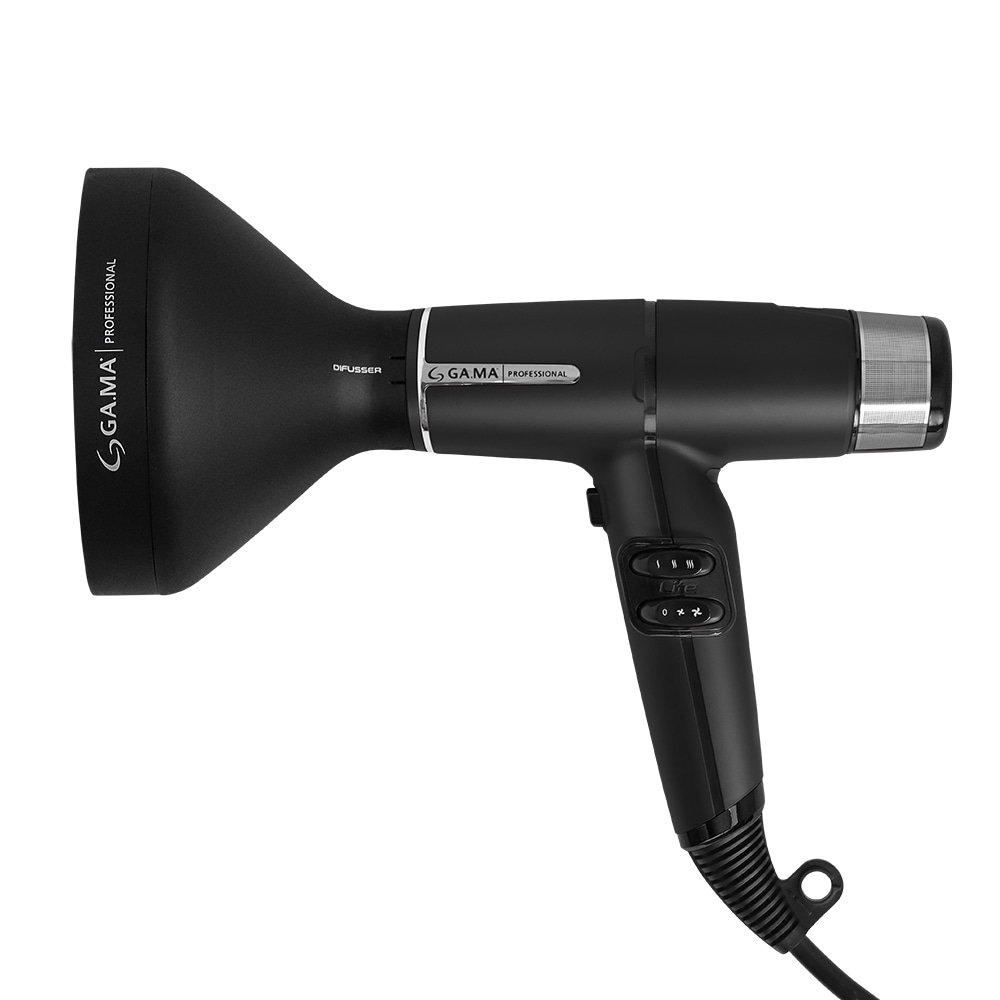 Secador Gama IQ Lite Black - 1400W, 2 Velocidades, 3 Temperaturas, Preto, 220V