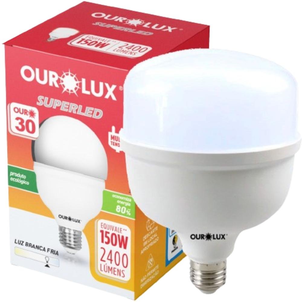 Lâmpada Superled Alta Potencia Ouro T30W 2400 LM E27 6500K