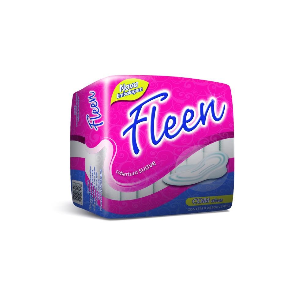 Absorvente Higiênico Feminino Fleen com Abas- 48 Pacotes com 8 Unidades - 384 Tiras