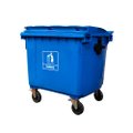 Coletora Plastica 1100L Sem Pedal Com Rodas e Engate Para Coletora Mecanizada Azul Nobre