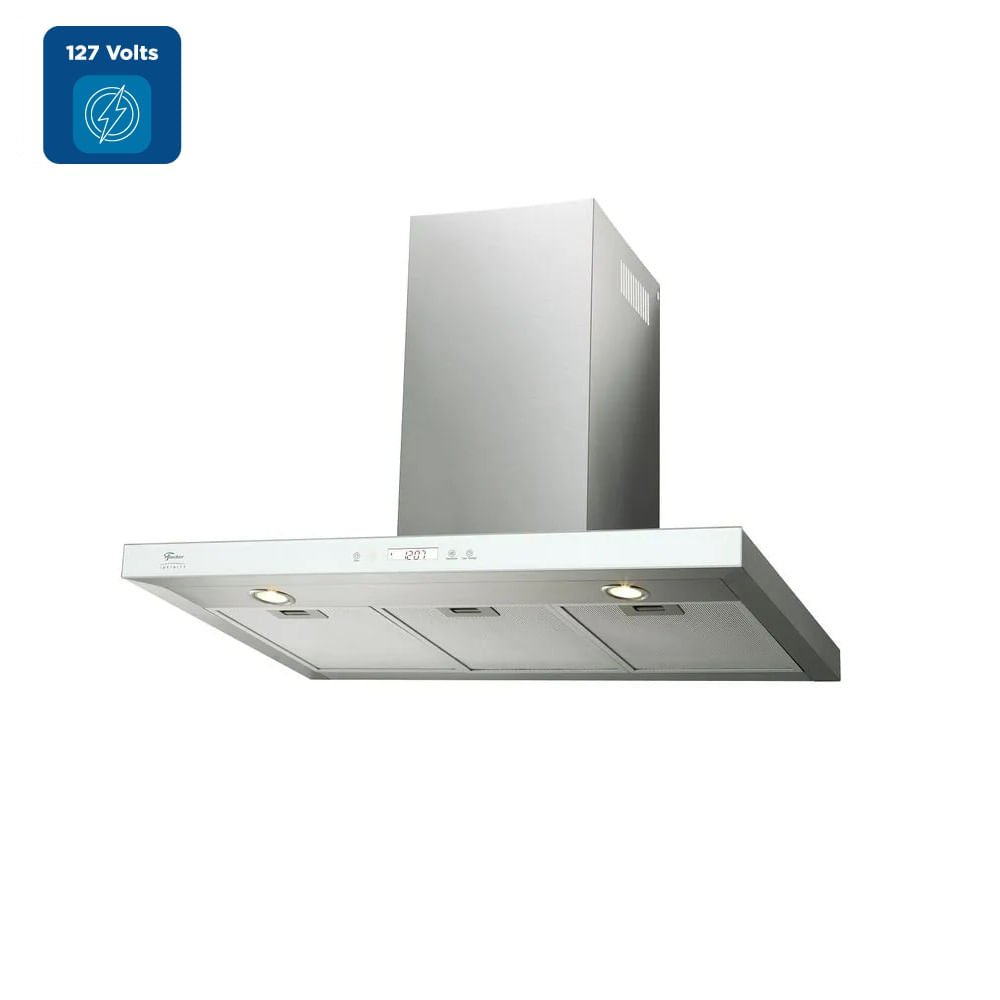 Coifa de Parede Fischer Infinity 90cm Vidro Branco ¿ 127 Volts