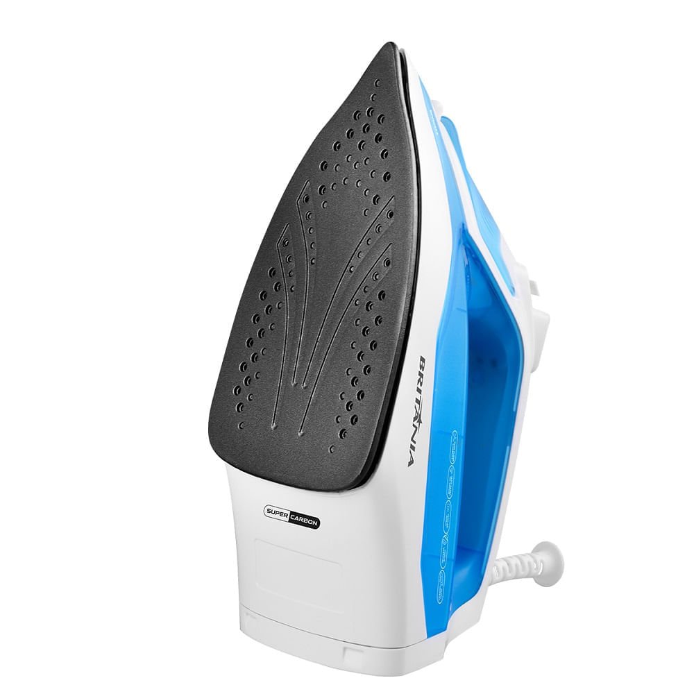 Ferro a Vapor Britânia Base Antiaderente Branco e Azul BFV202AZ ¿ 127 Volts Ferro a Vapor Britânia Base Antiaderente Branco e Azul BFV202AZ