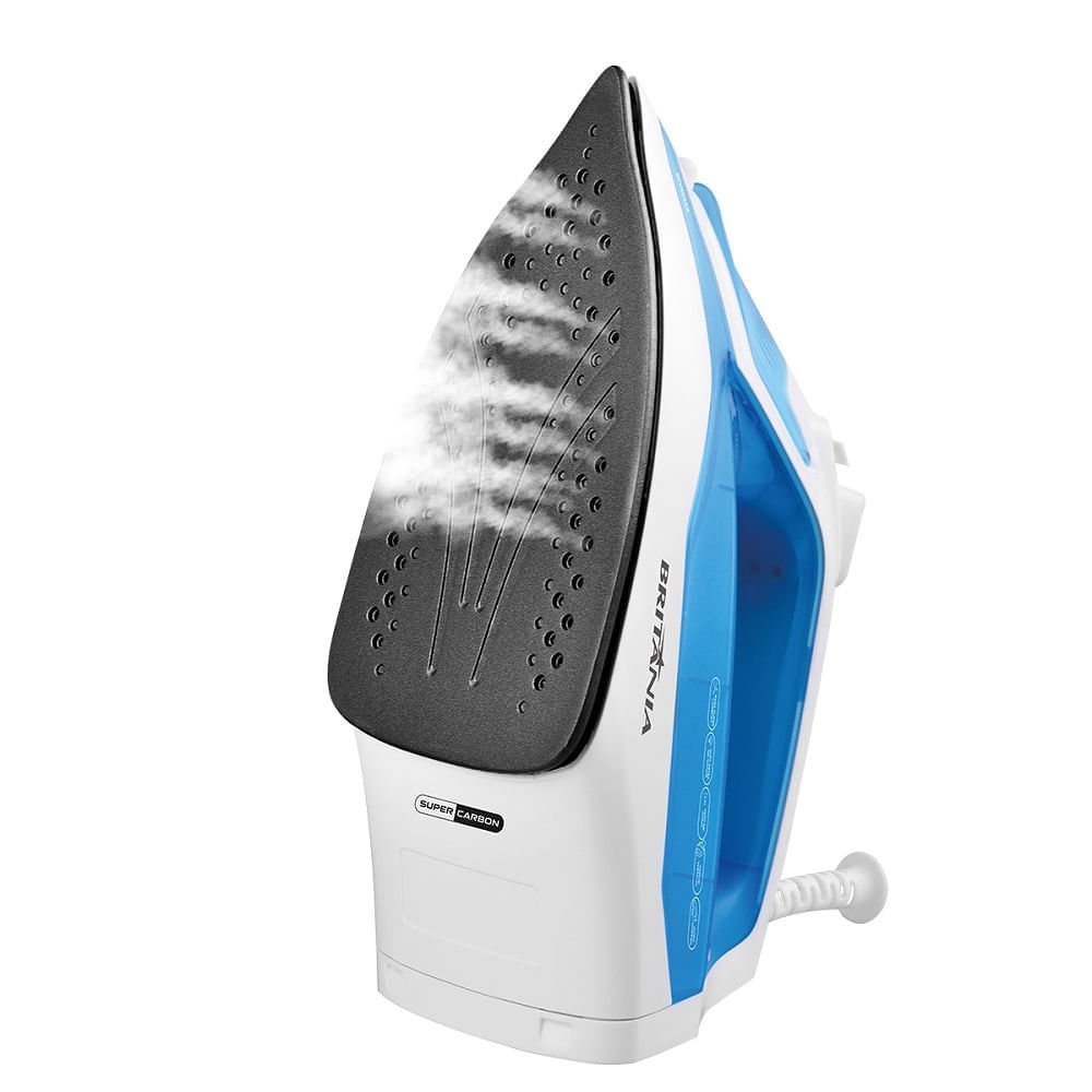 Ferro a Vapor Britânia Base Antiaderente Branco e Azul BFV202AZ ¿ 127 Volts Ferro a Vapor Britânia Base Antiaderente Branco e Azul BFV202AZ