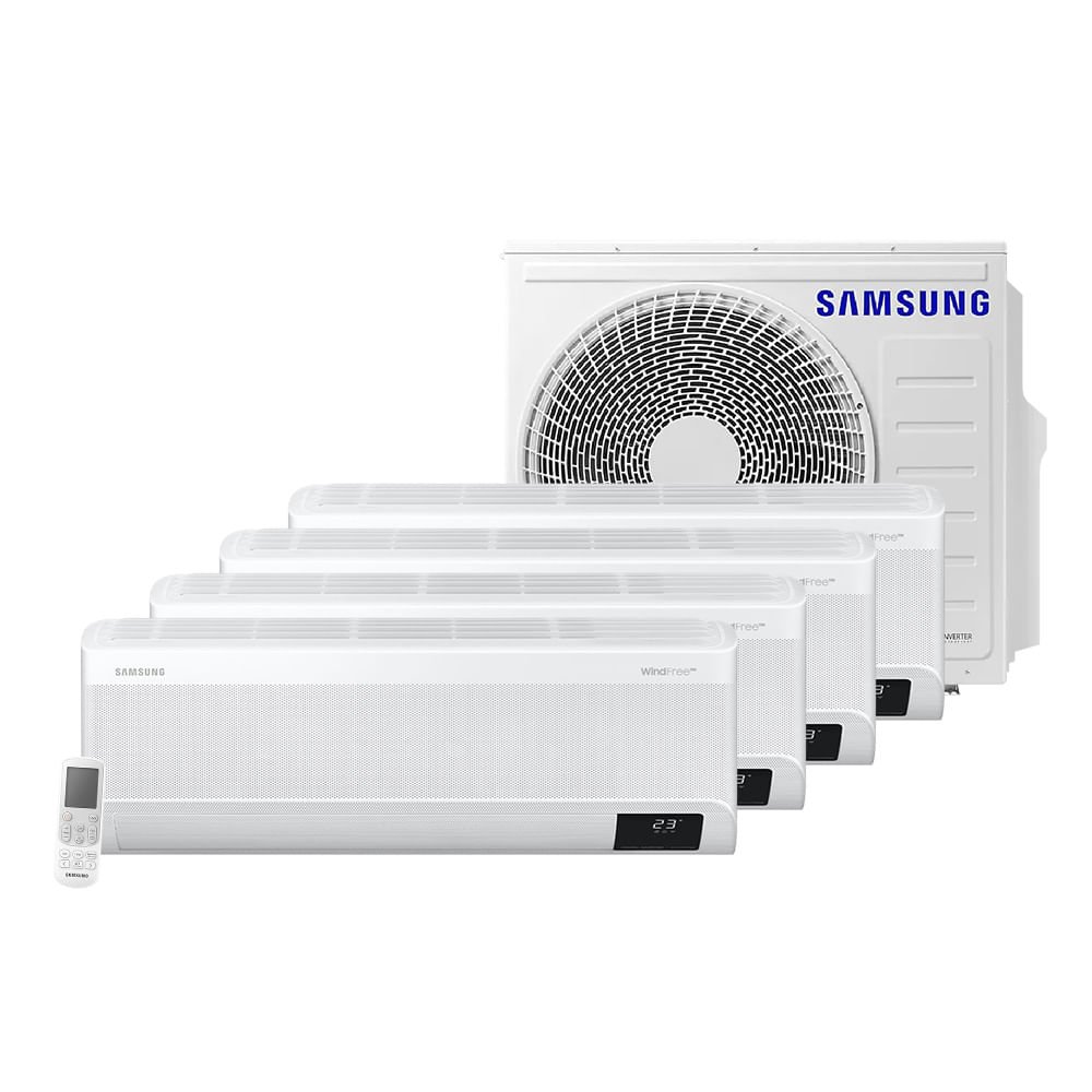 Ar Condicionado Multi Split Samsung Hi Wall Wind Free 4x9000 BTU/h Quente e Frio AJ080AXJ4KH/AZ ¿ 220 Volts
