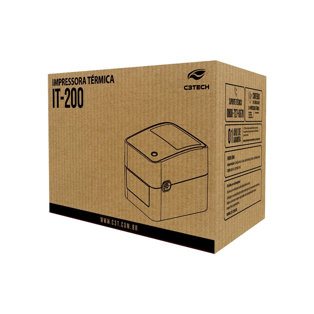 Impressora Térmica C3TECH IT-200 Para Etiquetas - Preto, Bivolt