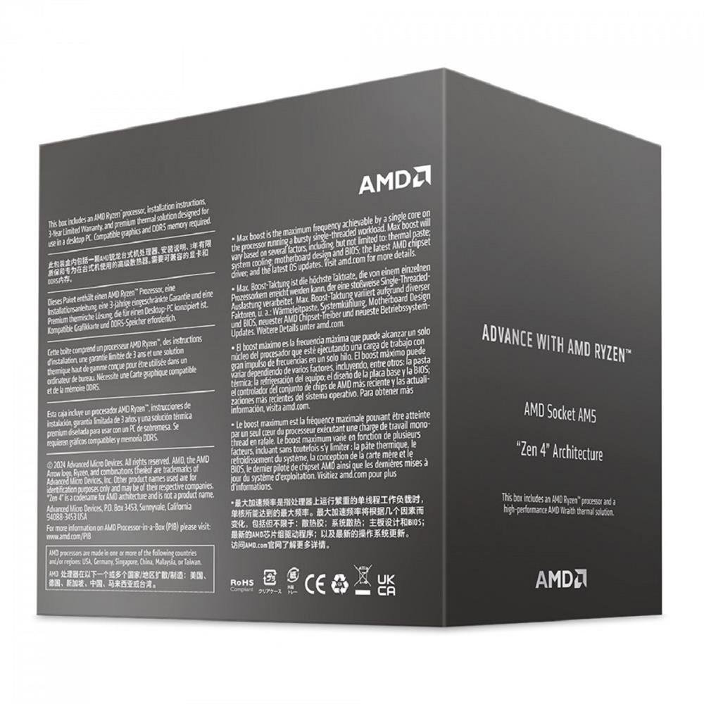 Processador AMD Ryzen 5 8400F, 4.2GHz (4.7GHz Turbo), 6-Cores 12-Threads, AM5, Com Cooler, 100-100001591BOX
