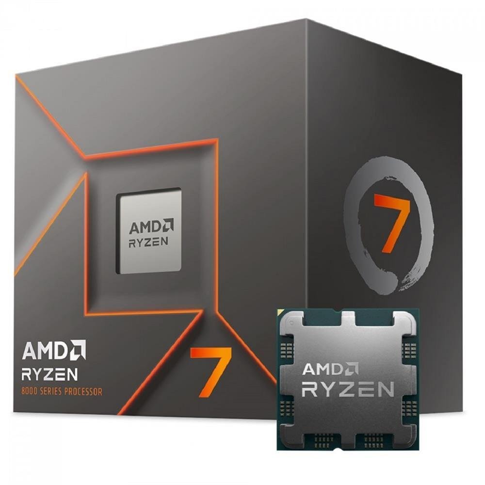 Processador Amd Ryzen 7 8700F, 4.1Ghz (5.0Ghz Turbo), 8-Cores 16-Threads, Am5, Com Cooler, 100-100001590Box
