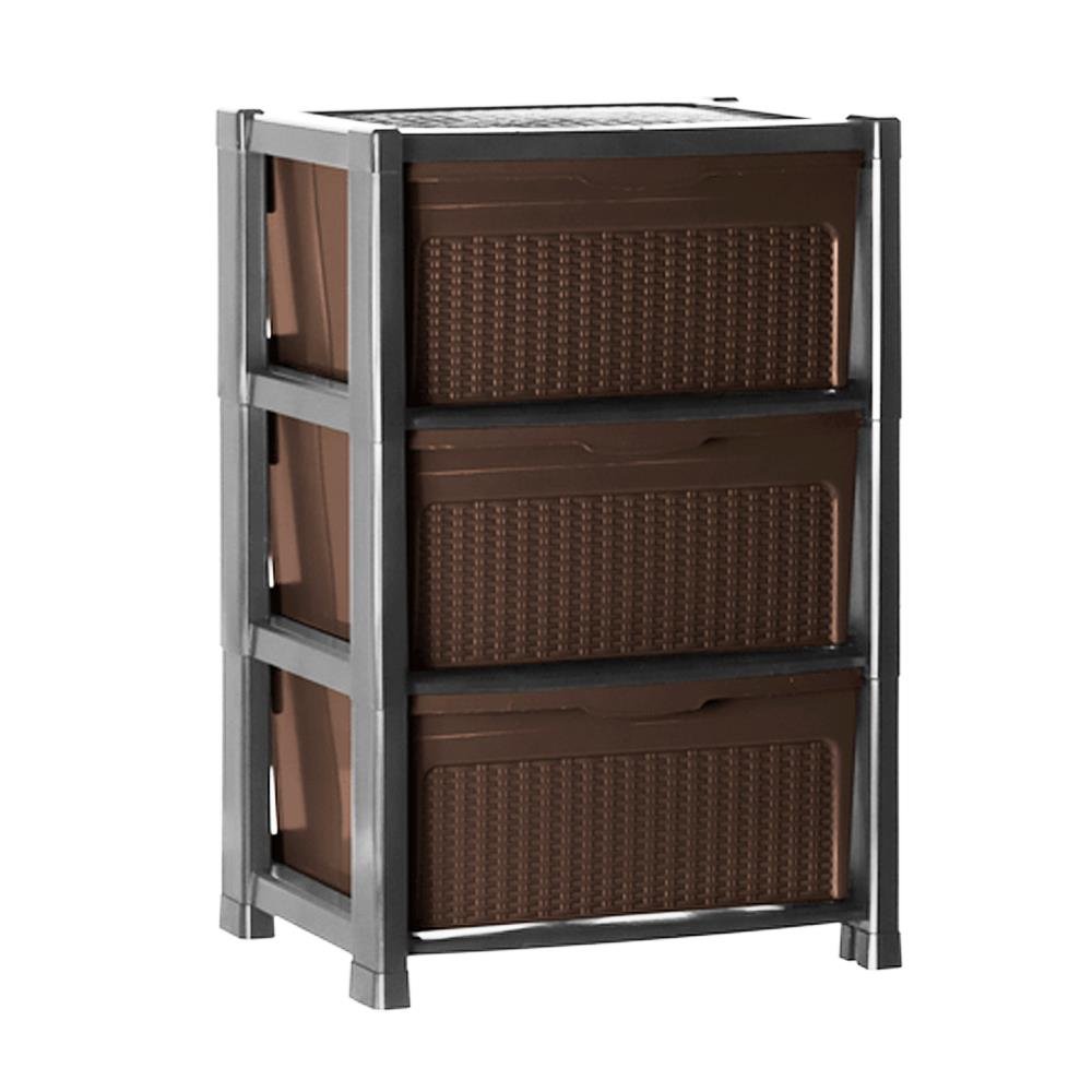 Gaveteiro Ratan Com 3 Gavetas Marron Topplast
