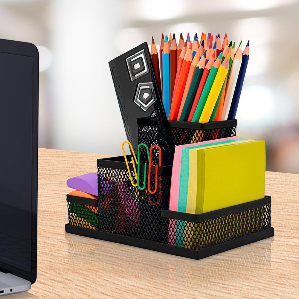 Organizador de Mesa Aramado 4 Compartimentos Preto Keep - EI138