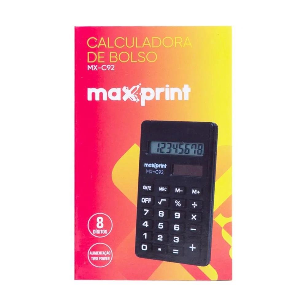 Calculadora De Bolso Eletrônica MXC92 8 Digítos Preto Maxprint