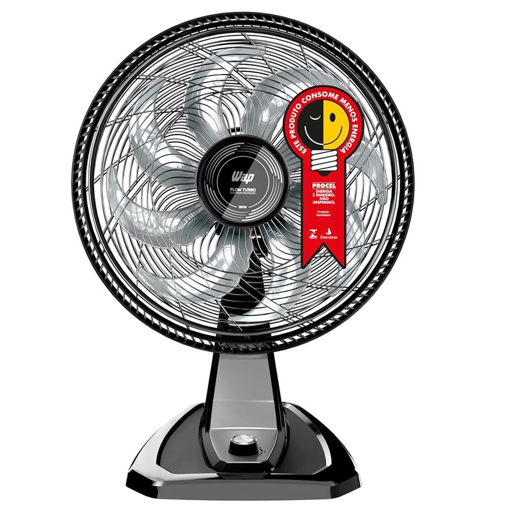 WAP FLOW TURBO Ventilador 2 em 1 Mesa e Parede 180W 50 cm 8 Pás Potente Silencioso e Econômico com 3 Velocidades 127V