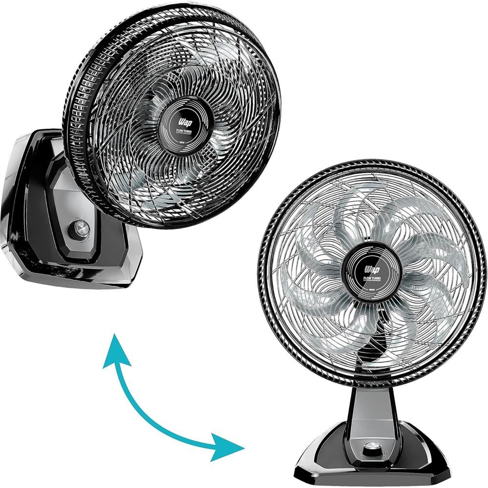 WAP FLOW TURBO Ventilador 2 em 1 Mesa e Parede 180W 50 cm 8 Pás Potente Silencioso e Econômico com 3 Velocidades 127V