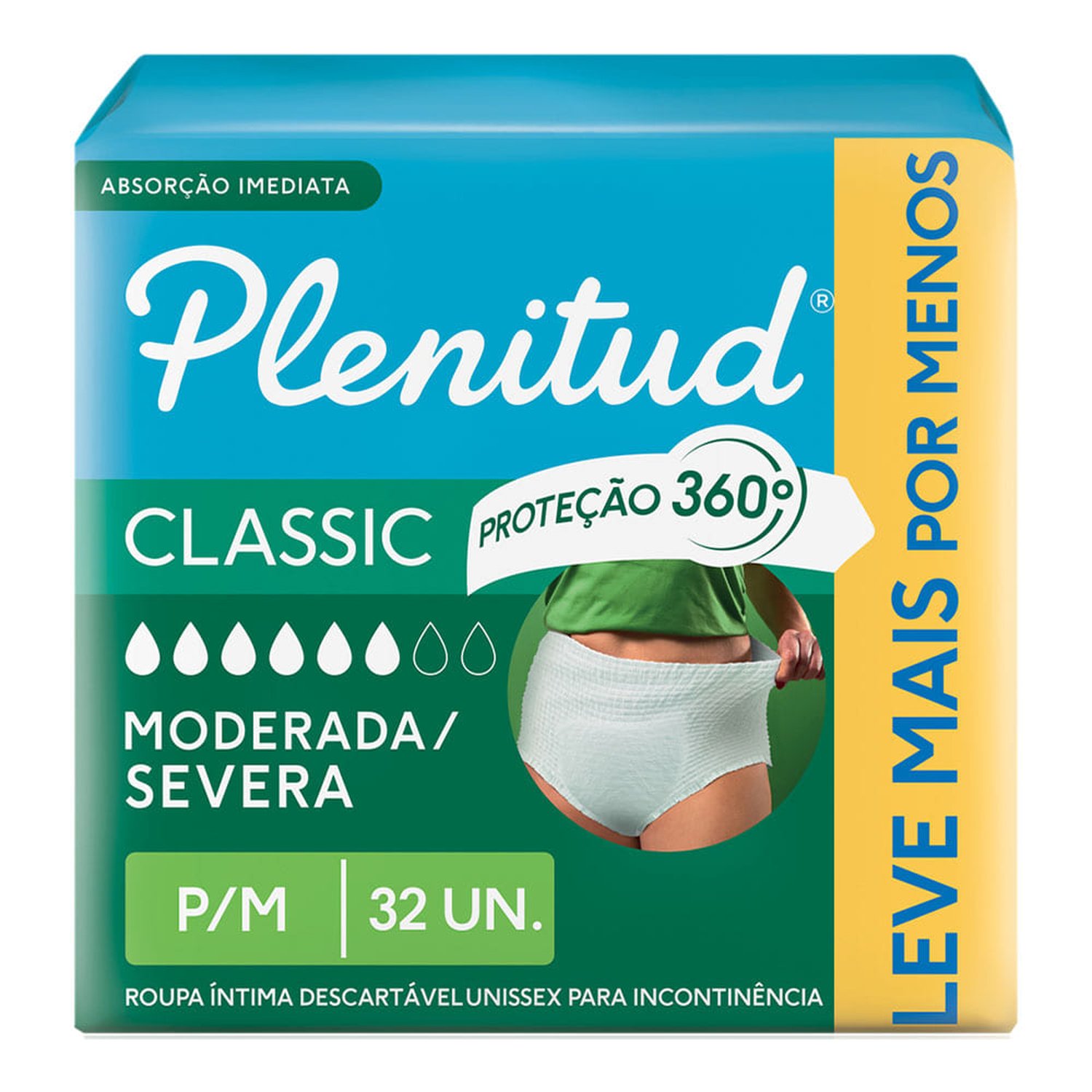 Roupa Íntima Plenitud Classic P/M Com 32 Embalagem Economica