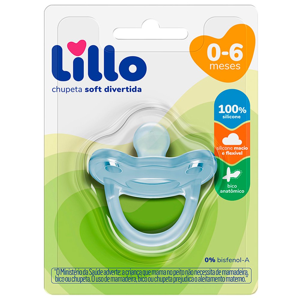 Chupeta Lillo Divertida 100% Silicone/anatomica Tamanho 1 Azul 638921