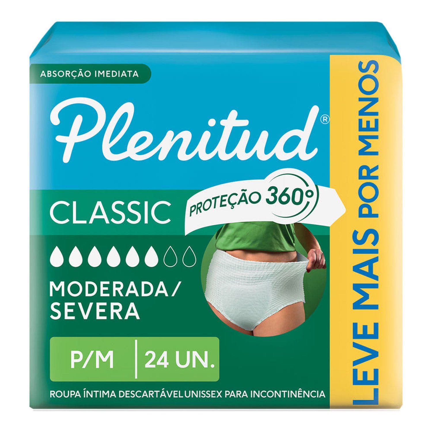 Roupa Íntima Plenitud Classic P/M Com 24 Embalagem Economica