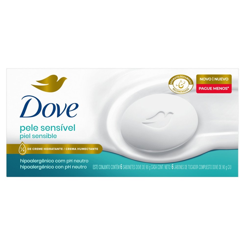 Sabonete Dove Pele Sensível 90g - Embalagem com 6 Unidades