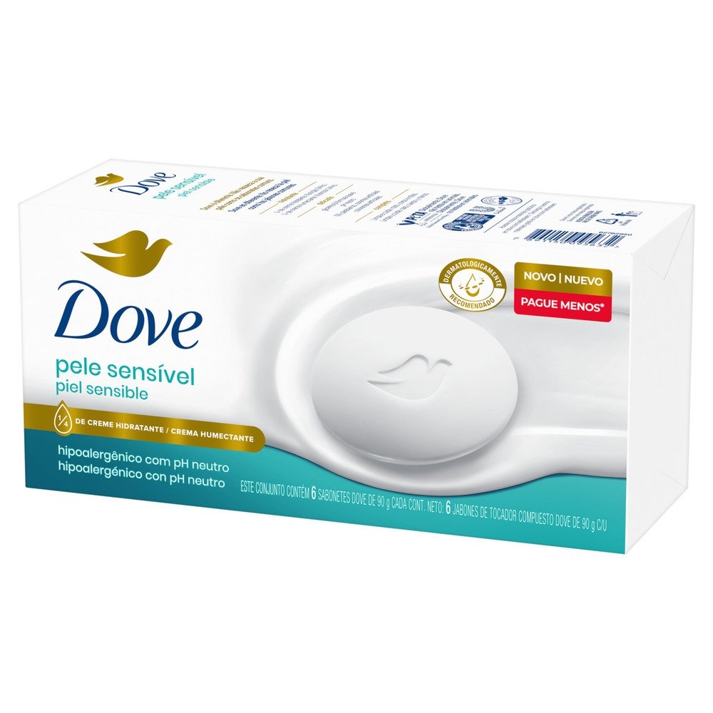 Sabonete Dove Pele Sensível 90g - Embalagem com 6 Unidades