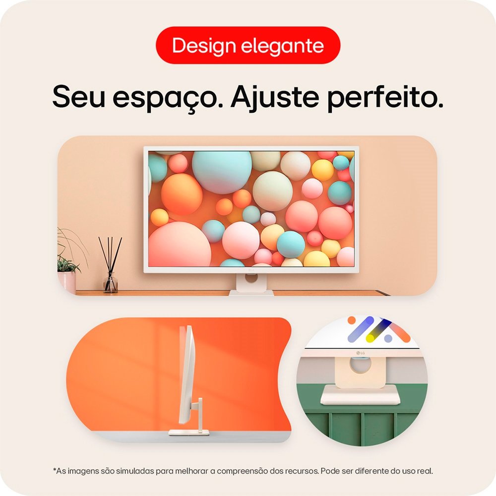 Monitor 32" LG Smart 32SR50F-W - Led IPS, Full HD, 60 Hz - com 2 HDMI, 2 USB 2.0