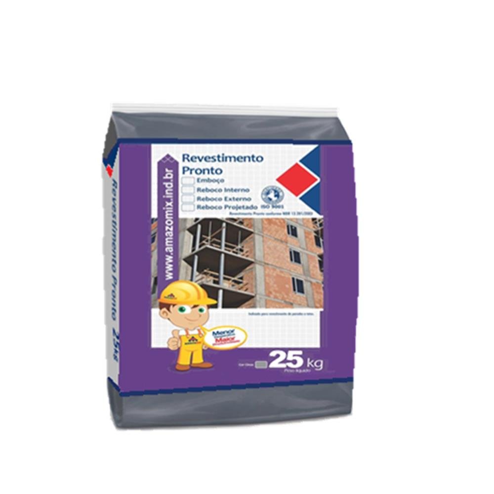 Argamassa Pronta Reboco Interno 25kg Amazomix