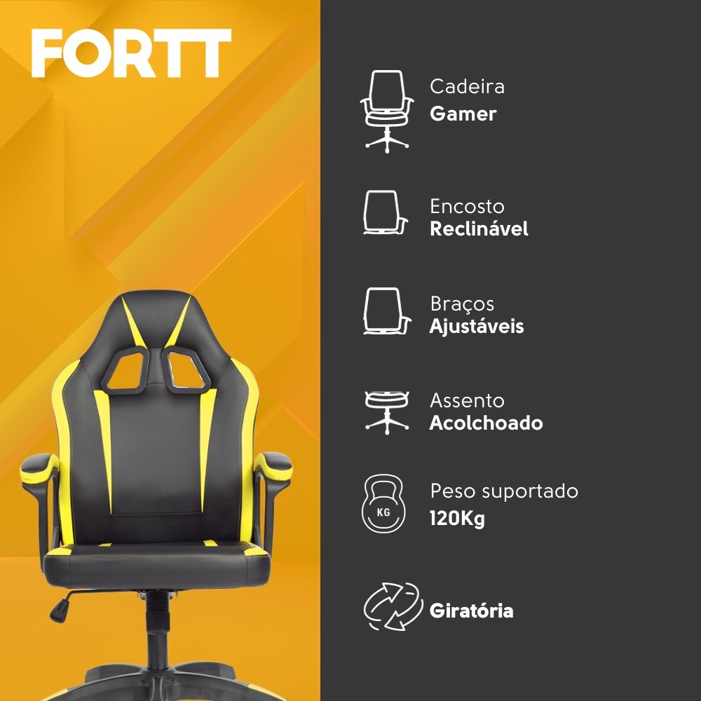 Cadeira Gamer Fortt Harbin Amarela - CGF022-AM