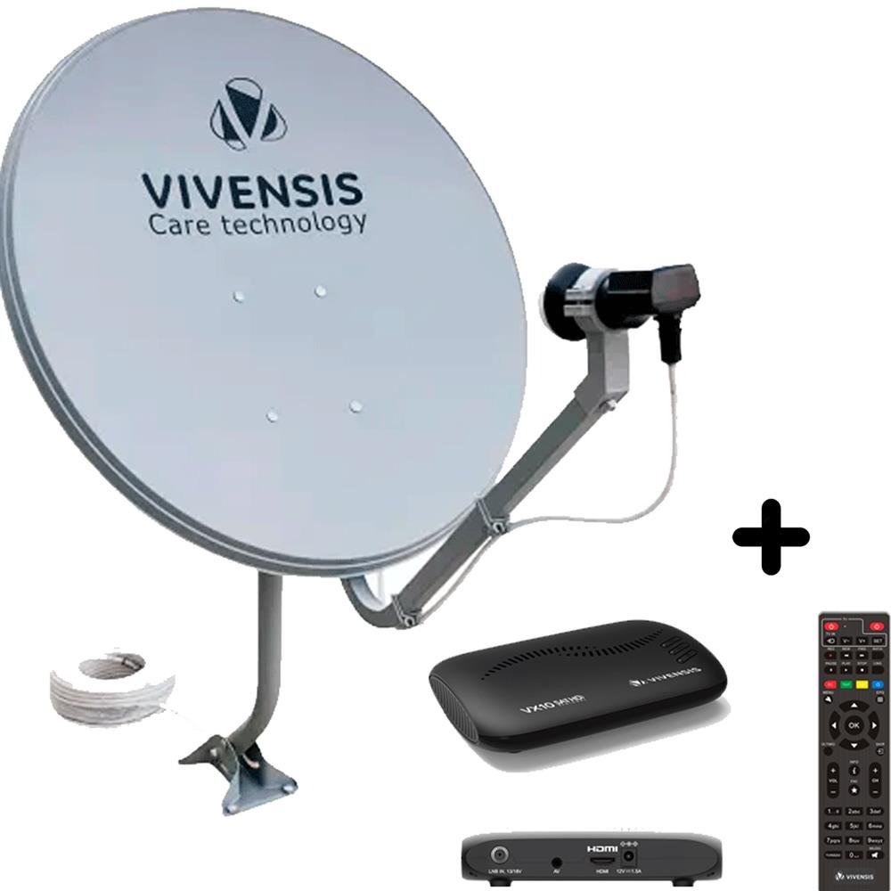 Kit Antena e Receptor Vivensis Parabólica 75 cm Banda KU e 5G Externa