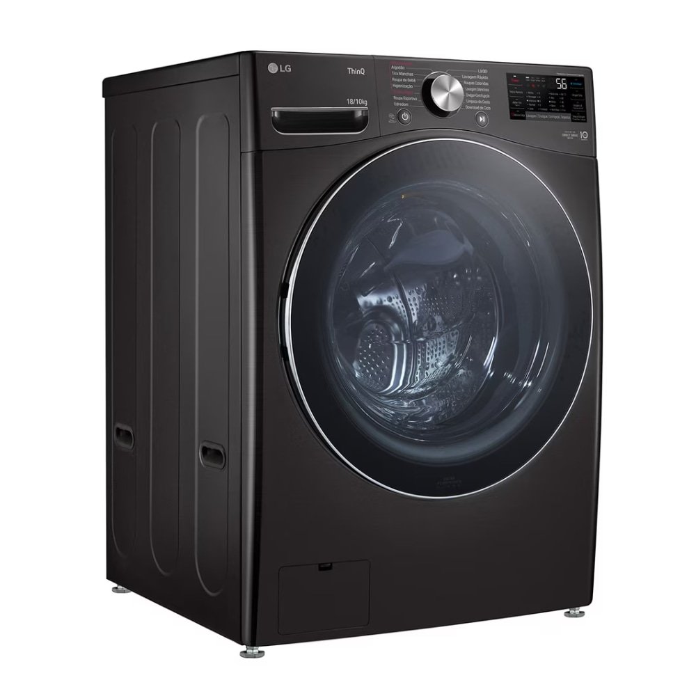 Lavadora e Secadora LG Smart WD18BV2S6B - Lava 18Kg, Seca 10Kg, Preto Inox, 110V
