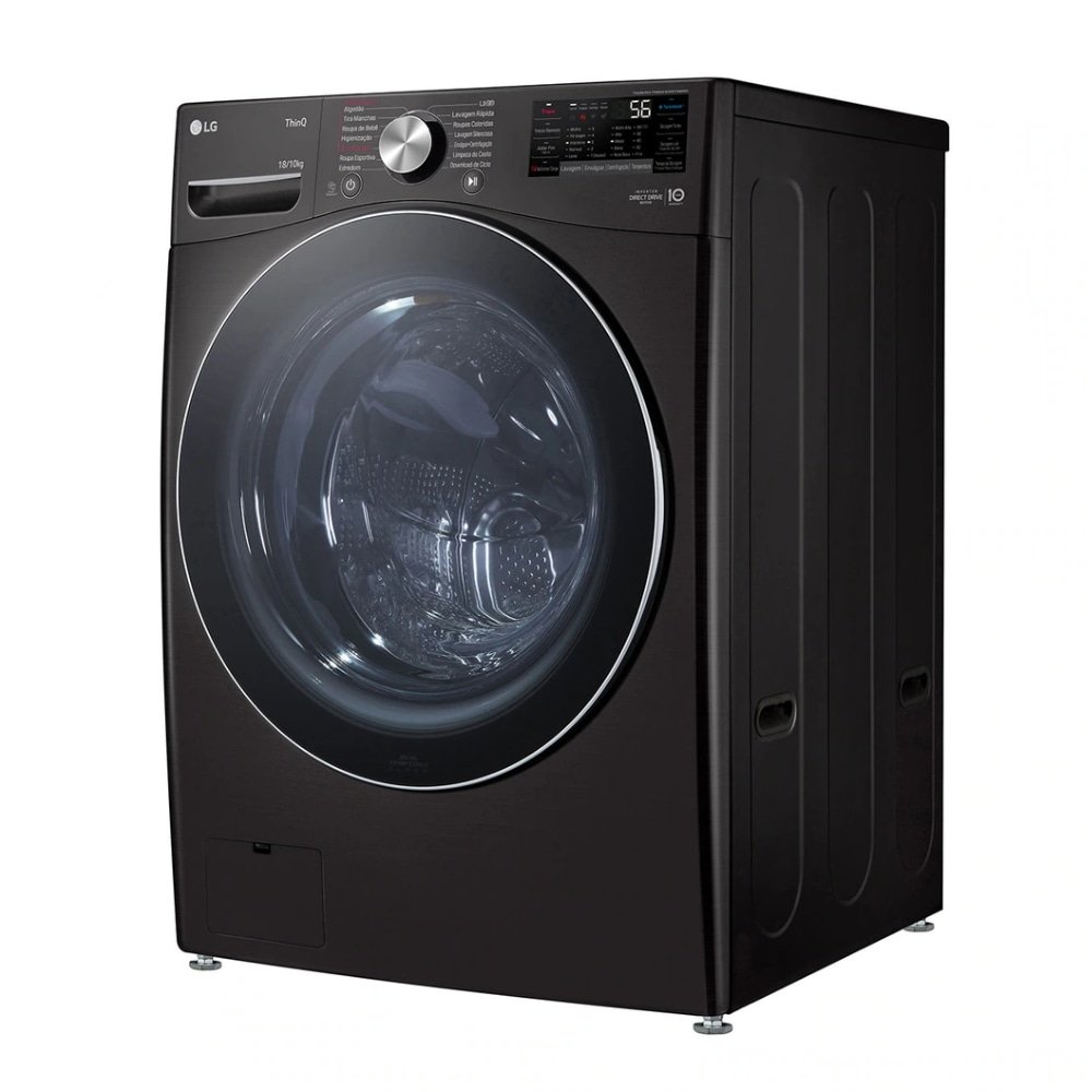 Lavadora e Secadora LG Smart WD18BV2S6B - Lava 18Kg, Seca 10Kg, Preto Inox, 110V