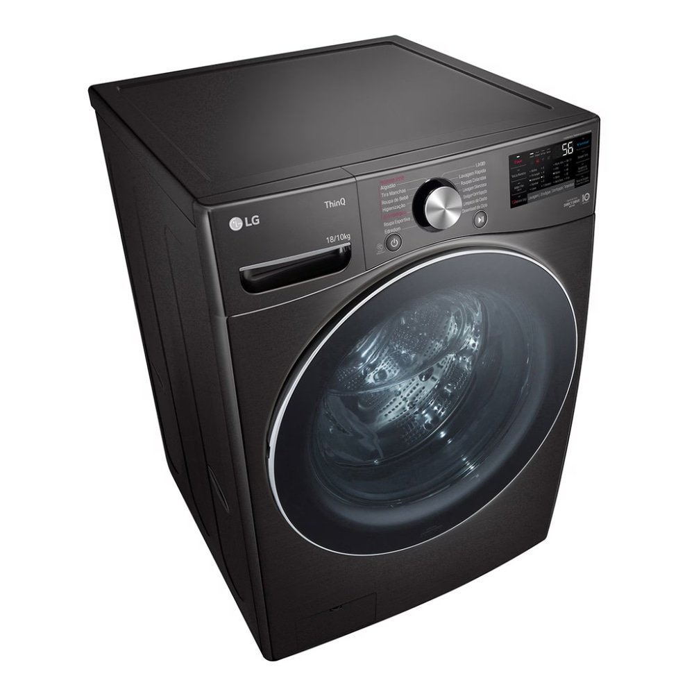 Lavadora e Secadora LG Smart WD18BV2S6B - Lava 18Kg, Seca 10Kg, Preto Inox, 110V