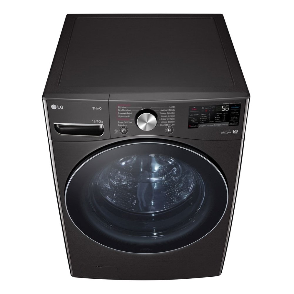 Lavadora e Secadora LG Smart WD18BV2S6B - Lava 18Kg, Seca 10Kg, Preto Inox, 110V