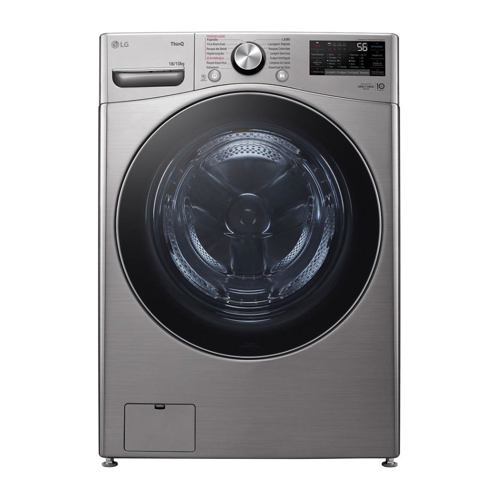Lavadora e Secadora LG Smart WD18SV2S6B - Lava 18Kg, Seca 10Kg, Inox, 110V
