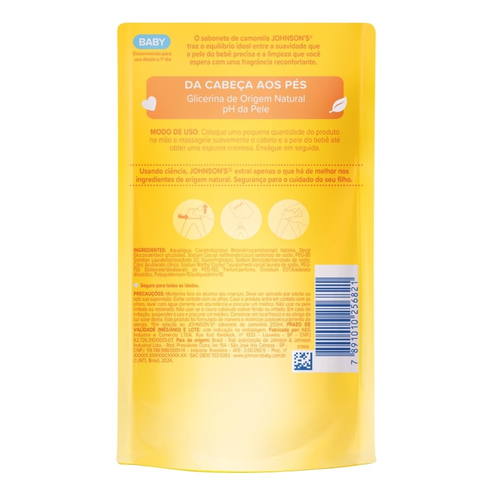 Sabonete Líquido Johnson's Baby Glicerina Camomila Refil 180ml