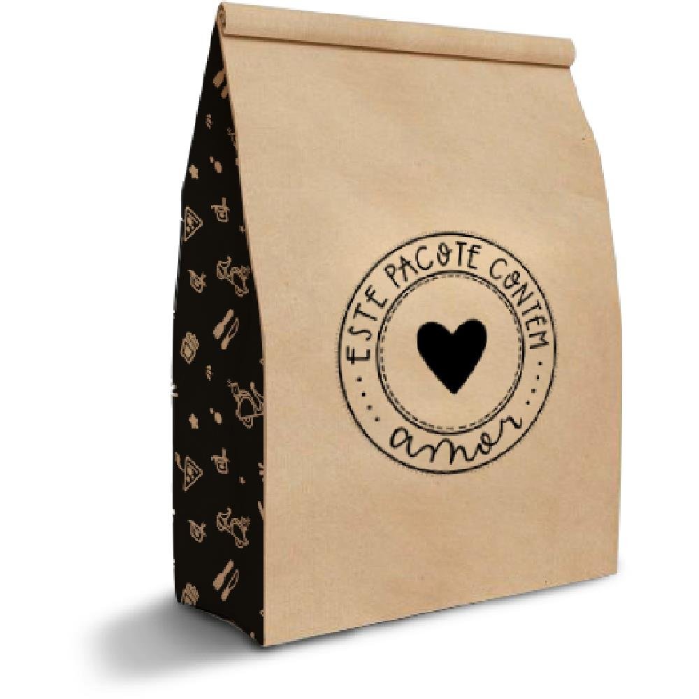 Saco Delivery Kraft G 33X26X17 Contem Amor - Embalagem com 50 unidades.