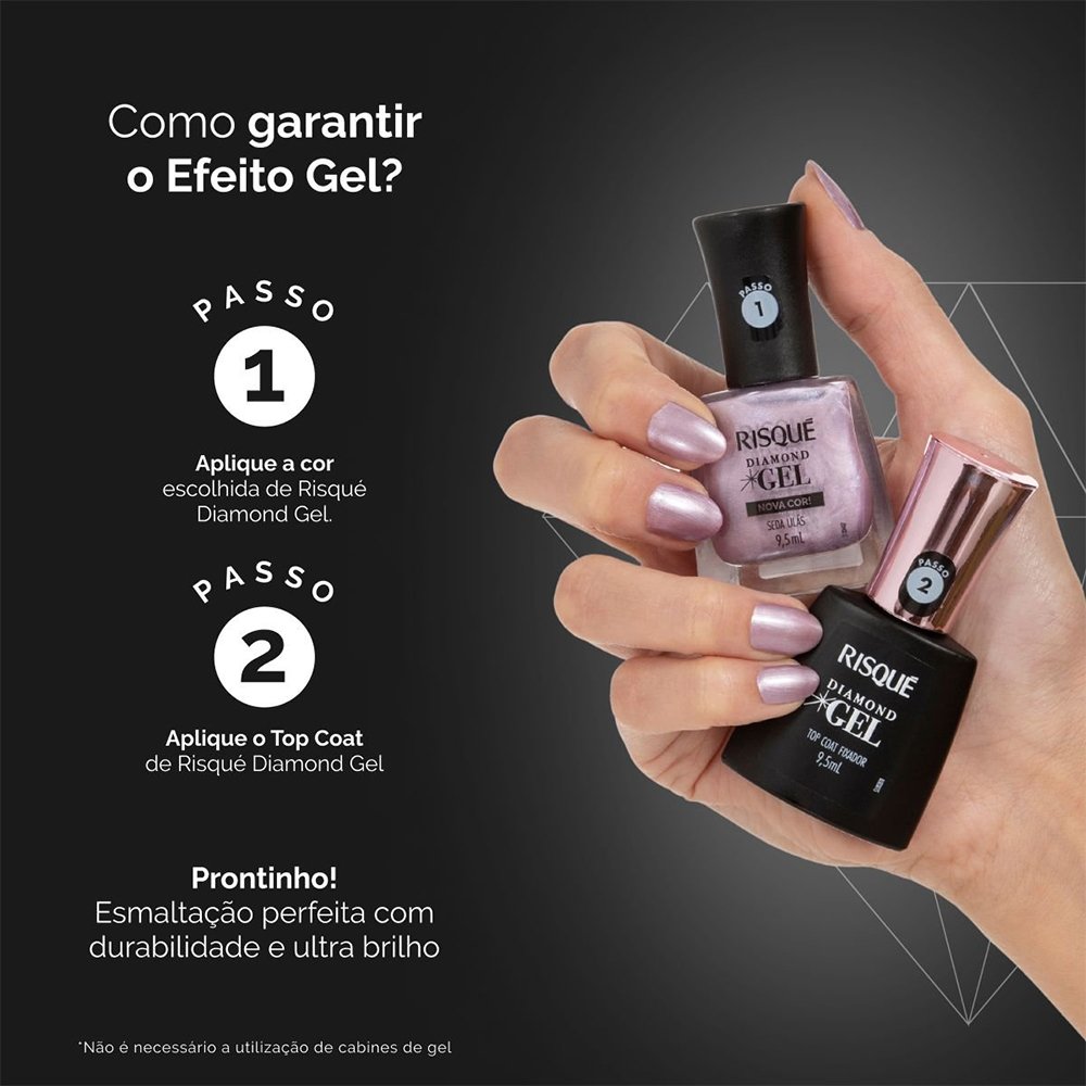 Esmalte Risqué Cintilante Diamond Gel Seda Lilás Avulso 9,5ml