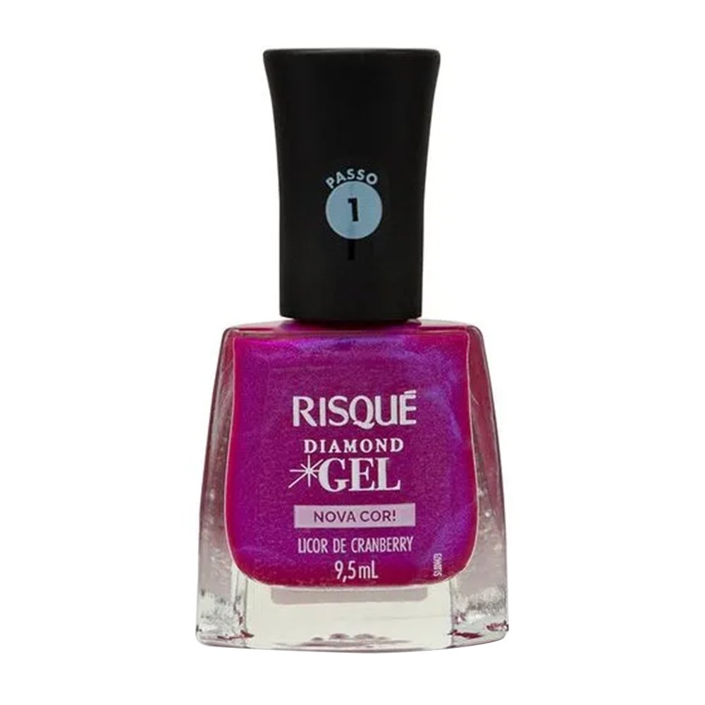 Esmalte Risqué Cintilante Diamond Gel Licor de Cranberry Avulso 9,5ml