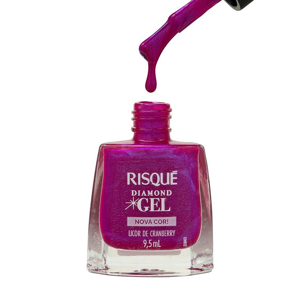 Esmalte Risqué Cintilante Diamond Gel Licor de Cranberry Avulso 9,5ml